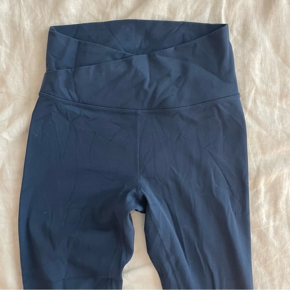 Navy blue crossover waist leggings - Picture 2 of 2